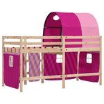vidaXL Lit mezzanine enfants avec tunnel rose 80x200cm bois pin massif