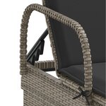 vidaXL Chaise longue avec roues et coussin gris résine tressée