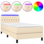 vidaXL Sommier à lattes de lit avec matelas LED Crème 100x200 cm Tissu