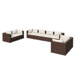 vidaXL Salon de jardin 8 Pièces avec coussins Résine tressée Marron