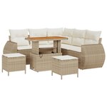 Canapé de jardin 8 pièces vidaXL avec coussins Beige Poly Rotin Acacia