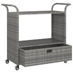 vidaXL Chariot de bar avec tiroir Gris 100x45x97 cm Résine tressée