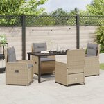 vidaXL Ensemble de salle à manger de jardin 5 pièces en rotin beige