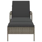 vidaXL Chaise longue avec coussin gris 63x200x81 cm résine tressée