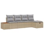 Ensemble de Canapés de Jardin 5 Pièces avec Coussins Beige Poly Rattan