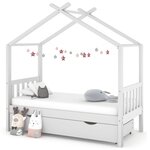 vidaXL Cadre de lit enfant avec tiroir blanc pin massif 80x160 cm