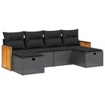 vidaXL Salon de jardin 6 Pièces avec coussins noir résine tressée