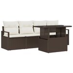 Ensemble de 5 pièces de canapés de jardin avec coussins en poly rotin marron