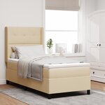 Lit à ressorts vidaXL avec matelas et LED Crème 100x200 cm en tissu