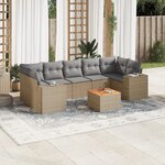 vidaXL Salon de jardin avec coussins 8 Pièces beige résine tressée