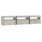 vidaXL Meuble TV avec lumières LED Gris béton 180x35x40 cm