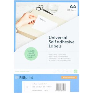 Boite de 200 Etiquettes Universelles A5 210 x 148 mm 2 par page Blanc RILLPRINT