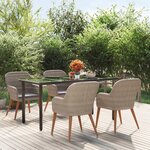vidaXL Ensemble à manger de jardin et coussins 5 Pièces Marron