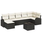 vidaXL Ensemble de Canapé de Jardin de 7 Pièces avec Coussins Marron Rattan Poly