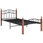vidaXL Cadre de lit sans matelas noir métal bois chêne massif 90x200cm