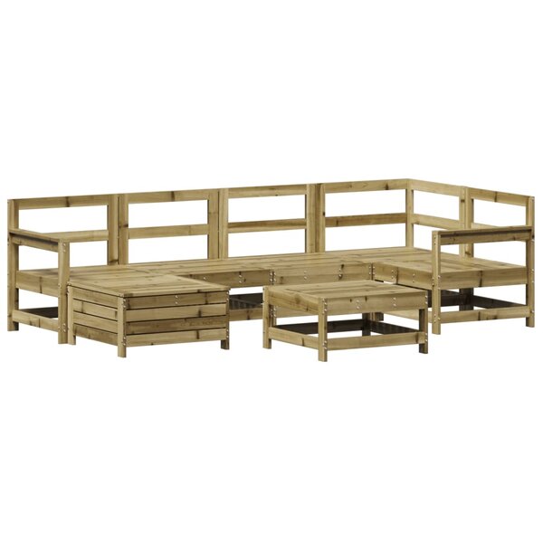 vidaXL Salon de jardin 7 Pièces bois de pin imprégné