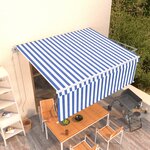 vidaXL Auvent automatique rétractable avec store 4 5x3 m Bleu et blanc