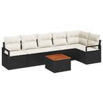 Ensemble de Sofa de Jardin 7 pièces avec coussins Noir Poly Rattan Acacia