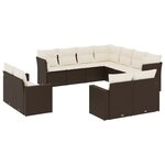 vidaXL Salon de jardin et coussins 11 Pièces marron résine tressée
