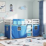 vidaXL Lit superposé avec rideaux bleu 90x200 cm bois pin massif