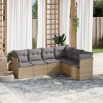 vidaXL Salon de jardin avec coussins 6 Pièces beige résine tressée