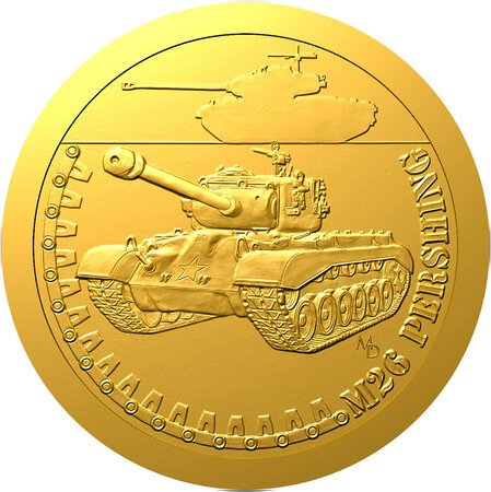 Pièce de monnaie en Or 5 Dollars g 3.11 (1/10 oz) Millésime 2024 Armored Vehicles M26 PERSHING