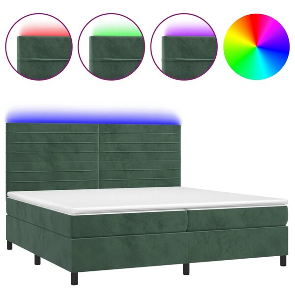 vidaXL Sommier à lattes de lit avec matelas LED Vert foncé 200x200 cm