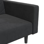 vidaXL Canapé-lit à 2 places avec deux oreillers Noir Velours