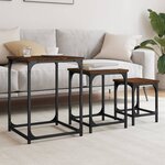 vidaXL Tables basses gigognes 3 Pièces chêne marron bois d'ingénierie
