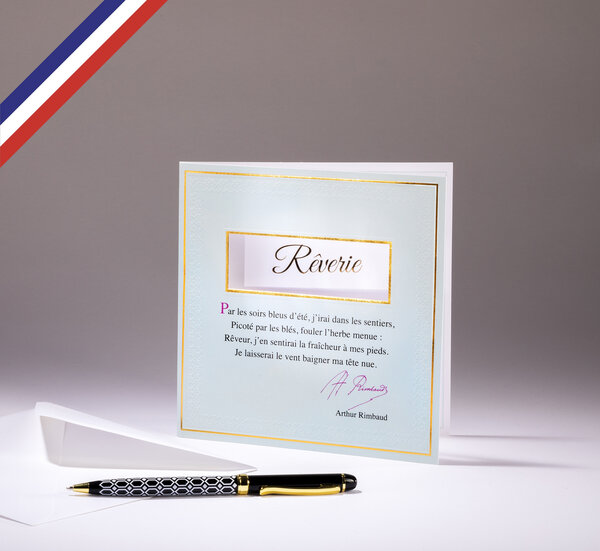 Carte double carnet de poésie créée et imprimée en france - rêverie - arthur rimbaud