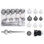 vidaXL Arbre de Noël artificiel pré-éclairé et boules blanc 120 cm