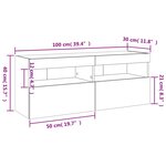 vidaXL Meuble TV mural avec lumières LED chêne marron 100x30x40 cm