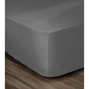 Drap Housse 100  coton 140 x 190 x 30 cm gris foncé