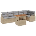Ensemble de canapé de jardin vidaXL 7 pièces avec coussins en rotin poly beige
