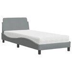 vidaXL Lit avec matelas gris clair 90x200 cm tissu