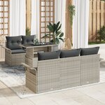 Ensemble de canapés de jardin 6 pièces avec coussins gris clair poly rattan