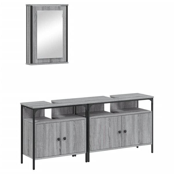 vidaXL Ensemble de meubles de salle de bain 3 Pièces Sonoma gris