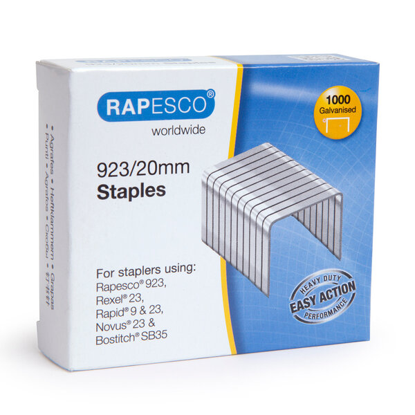 Boite de 1000 Agrafes Galvanisées 923/20mm type 23 RAPESCO