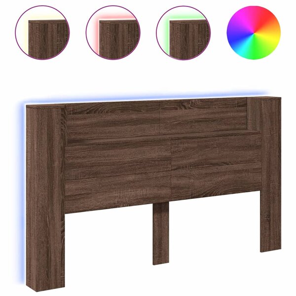vidaXL Armoire tête de lit avec LED chêne marron 180x16 5x103 5 cm