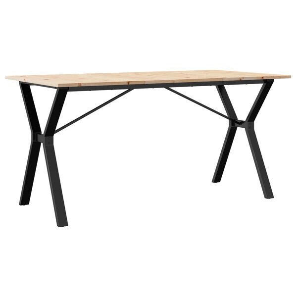 vidaXL Table à manger cadre en Y 160x80x75 cm bois de pin massif acier