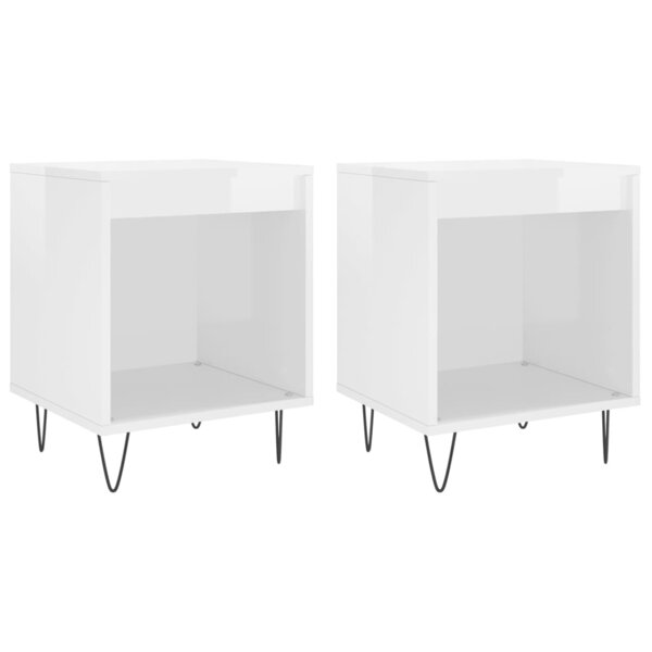 vidaXL Tables de chevet 2 Pièces blanc brillant 40x35x50 cm