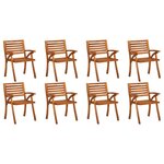 vidaXL Chaises de jardin avec coussins lot de 8 Bois d'acacia solide