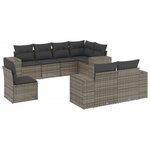 vidaXL Salon de jardin 8 Pièces avec coussins gris résine tressée