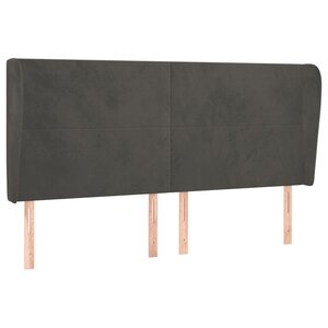 vidaXL Tête de lit avec oreilles Gris foncé 183x23x118/128 cm Velours