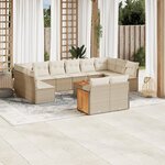 vidaXL Salon de jardin avec coussins 13 Pièces beige résine tressée