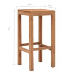 vidaXL Tabourets de bar lot de 2 bois de teck massif
