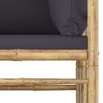 Salon de jardin meuble d'extérieur ensemble de mobilier 7 pièces avec coussins gris foncé bambou 02_0017197