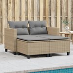 vidaXL Canapé de jardin 2 places avec tabourets beige résine tressée