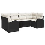 vidaXL Ensemble de Canapé de Jardin 6 Pièces avec Coussins Noir Rattan Poly