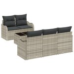 vidaXL Ensemble de Canapé de Jardin en 6 pièces avec Coussins Gris Clair en Rattan Poly